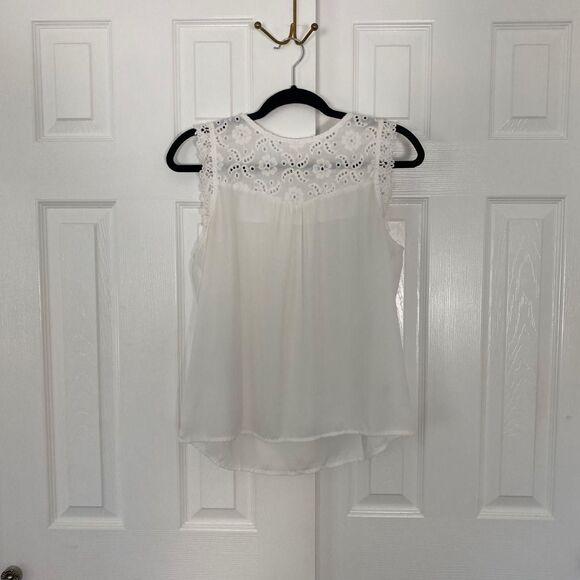 Monteau Coquette White Lace Neck Tank Top L - Picture 2 of 7